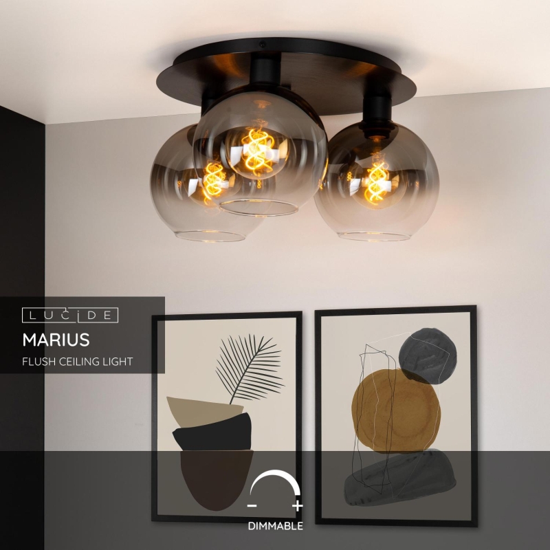 Lucide MARIUS - Zapustené stropné svietidlo - 3xE27 - Čierne